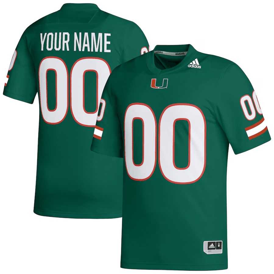 Men%27s Miami Hurricanes Customized Green Stitched Football Jersey->customized ncaa jersey->Custom Jersey